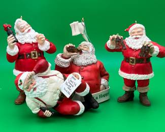 4 Vintage Coca-Cola Santa Keepsake Ornaments