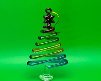 Vtg Pier 1 hand-blown glass Christmas Ornament