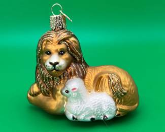 Old World Christmas Lion and Lamb Glass Ornament
