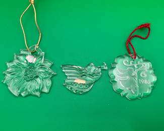 3 Gorham, & Mikasa Crystal Christmas Ornaments