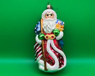  Christopher Radko Stars & Stripes Santa Ornament