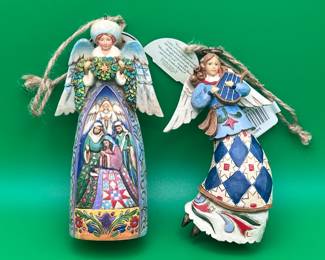 2 Vintage Jim Shore Angel Ornaments