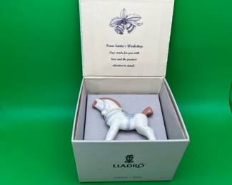 Vintage Lladró porcelain rocking horse ornament