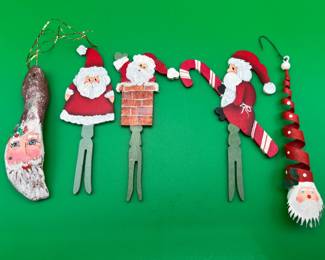 5 Hand-made Hand Painted Christmas Ornaments
