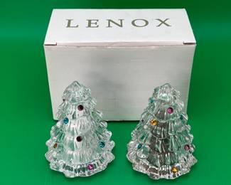  Lenox Lead Crystal Christmas Tree Salt & Pepper