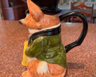 Fitz & Floyd Fox Hunt Ceramic Pitcher. Measures 10" H. Photo 3 of 3.