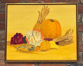Thanksgiving Still Life. Signed by Artist Dorothy Sloan. Measures 24" W x 18" H.