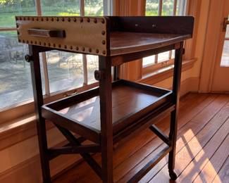 Vintage Butler's Tray Table Bar Cart on Casters. Measures 25" W x 18" D x 32" H to Base. Photo 1 of 5.