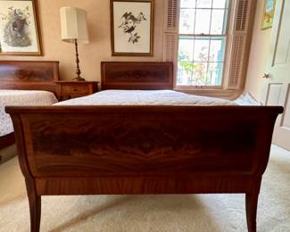 Flame Mahogany XL Twin Bed Frames -- 2 Available. Each Measures 88" From Interior Headboard to Footboard. Photo 5 of 5.
