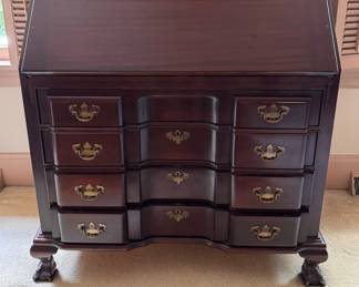 Slant Front Chippendale Style Mahogany Desk. Measures 36" W x 20" D x 41" H. Photo 1 of 4.
