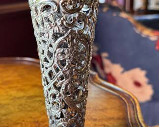 Sterling Silver Repoussé Vase.