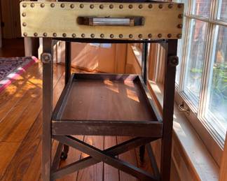 Vintage Butler's Tray Table Bar Cart on Casters. Measures 25" W x 18" D x 32" H to Base. Photo 2 of 5.