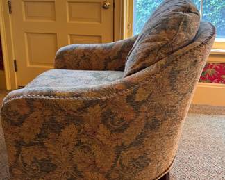 Sherrill Furniture Upholstered Barrel Chair with Nailhead Trim. Measures 33" W x 36" D with 20" Seat Height. Photo 3 of 5.