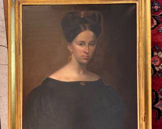 Oil Painting Portrait of Catherine Dickey Bowdle, 1833. Measures 30" W x 34" H. Photo 1 of 2.