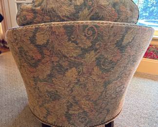 Sherrill Furniture Upholstered Barrel Chair with Nailhead Trim. Measures 33" W x 36" D with 20" Seat Height. Photo 4 of 5.
