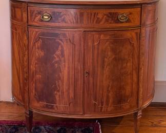 Flame Mahogany Federal Style Demilune Console. Measures 42" W x 18" D x 34" H. Photo 1 of 3.
