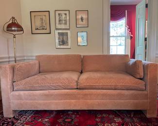 Modern Camel Colored Corduroy Upholstered Sofa - 2 Available. Each Measures 72" W x 35" D with 19" Seat Height. Photo 1 of 6.