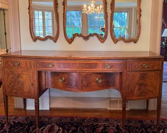 John-Handley-Johnson Company Flame Mahogany Sideboard / Buffet. Measures 74" W x 22" D x 36" H. Photo 1 of 4.