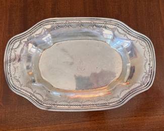 Oval Sterling Silver Vegetable Bowl. Measures 11" x 8". Photo 1 of 3.