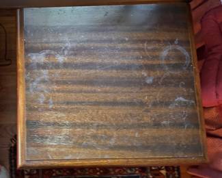 Mahogany Side Table With Turned Wood Legs. Top Needs Refinishing. Photo 2 of 2.