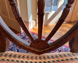 Set of 6 Hepplewhite-Style Shield Back Dining Chairs - 2 Arm & 4 Side Chairs. Arm Chairs Measure 20" W x 18" D with 18" Seat Height. Photo 9 of 10.