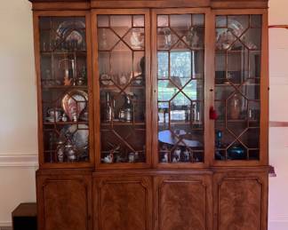 Flame Mahogany Bookcase / China Cabinet. Measures 64" W x 18" D x 84" H. Photo 1 of 4.