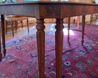 Hepplewhite Style Extension Dining Table. Measures 68" x 44" x 30" H with 25" Clearance; Has 3 11" Leaves. Photo 5 of 6.