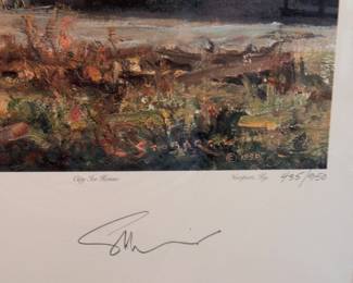 "Cincinnati: A Panorama View of the Queen City From Covington Riverfront in 1866." Signed & Numbered by John Stobart. Measures 44" W x 34" H Overall. Photo 3 of 3.