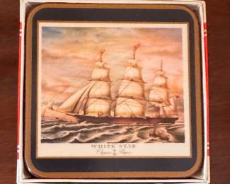 Set of 6 Pimpernel Schooner Coasters.