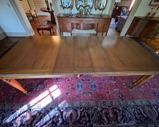 Hepplewhite Style Extension Dining Table. Measures 68" x 44" x 30" H with 25" Clearance; Has 3 11" Leaves. Photo 2 of 6.