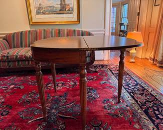 Flip Top Game Table with Scallop Edge. Measures 36" x 36" x 29" H with 25" Clearance When Open; 36" W x 18" D When Closed. Photo 4 of 5