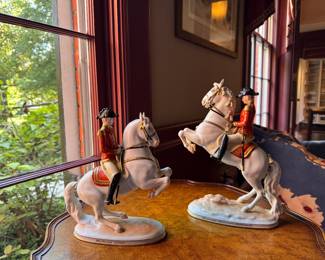 Wien Porcelain Equestrian Figurines. Each Measures 8" W x 9" H & 8" W x 12" H. Photo 1 of 8.