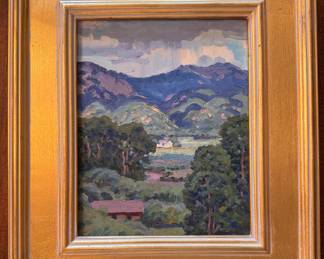 "Late Summer View" Malcolm Hughes Oil on Board. Measures 8" x 10"; 14" x 16" Overall. Photo 1 of 3.