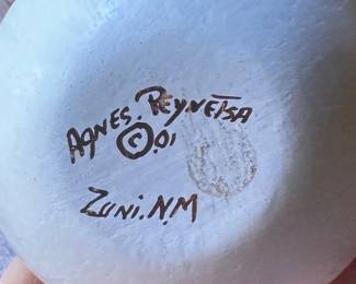 Agnes Peynesta (Zuni Pueblo) Frog Effigy Seed Pot. Measures 2.5" H. Photo 2 of 2.