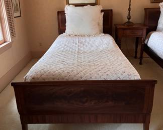 Flame Mahogany XL Twin Bed Frames -- 2 Available. Each Measures 88" From Interior Headboard to Footboard. Photo 4 of 5.