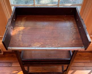 Vintage Butler's Tray Table Bar Cart on Casters. Measures 25" W x 18" D x 32" H to Base. Photo 3 of 5.