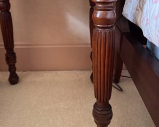 Mahogany Side Table with Turned Reeded Legs. Measures Approximately 20" W x 18" D x 28" H. Photo 3 of 3.