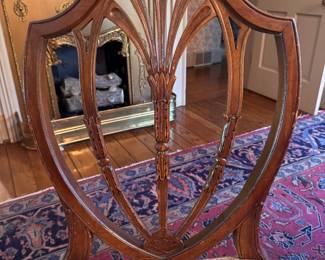 Set of 6 Hepplewhite-Style Shield Back Dining Chairs - 2 Arm & 4 Side Chairs. Arm Chairs Measure 20" W x 18" D with 18" Seat Height. Photo 8 of 10.