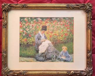Framed Print "Camille Monet and Child in Garden," Claude Monet.
