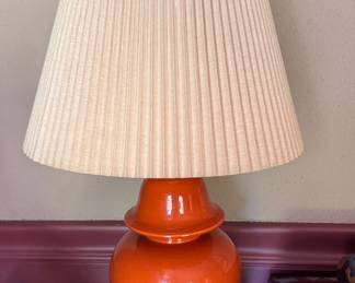 Orange Double Gourd Style Table Lamp. Measures 32" H.
