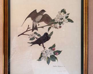 Purple Martin Signed Richard Sloan Lithograph from the1968 Griggsville Wild Bird Society. Measures 24" W x 40" H Overall. Photo 1 of 3.
