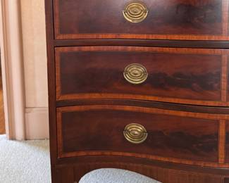 John Widdicomb Serpentine Front Chest of Drawers with Mirror. Measures 50" W x 21" D x 33" H; Mirror adds 36" To Height. Photo 2 of 3.