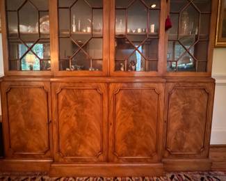 Flame Mahogany Bookcase / China Cabinet. Measures 64" W x 18" D x 84" H. Photo 2 of 4.