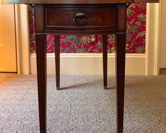 Flame Mahogany Pembroke Side Table. Measures 17" W x 24" D x 24" H with 2 8" Drop Leaves. Photo 1 of 4.