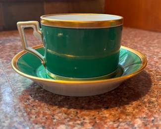 Richard Ginori Impero Green Porcelain -- Set of 4 Demitasse & Saucers -- Set of 5 Green Cups & Saucers -- Set of 12 Green Salad/Dessert Plates. Photo 2 of 3.