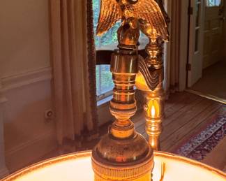Brass Floor Lamp with Federal Motif. Measures 60" H. Photo 4 of 4.