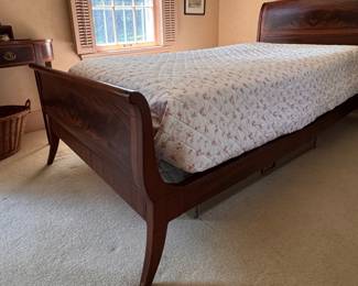 Flame Mahogany XL Twin Bed Frames -- 2 Available. Each Measures 88" From Interior Headboard to Footboard. Photo 3 of 5.