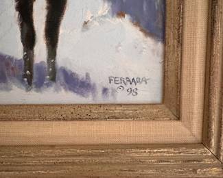 "Riding The North Fork" Oil on Canvas, Signed by Artist Joe Ferrara. Measures 8" x 10"; 16" x 18" Overall. Photo 2 of 3.