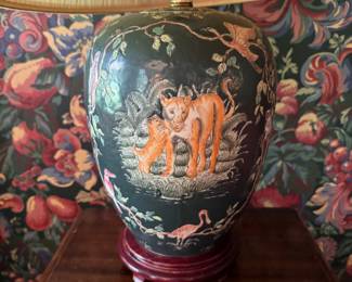 Chinoiserie Table Lamp with Lion Motif. Photo 2 of 2.