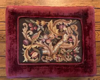 Antique Walnut Needlepoint Bench with Claw Feet. Measures 23" x 19" x 15" H. Photo 3 of 3.